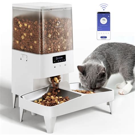 PETEMPO 5L Automatic WiFi Pet Feeder, Double Stainless Bowls, Anti ...