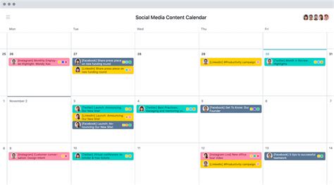 Create a Social Media Content Calendar | Templates & Examples • Asana