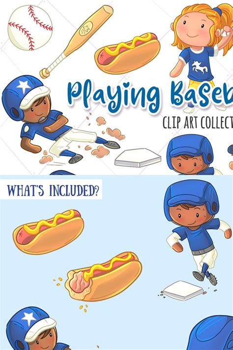 Kids Playing Baseball Clip Art – MasterBundles