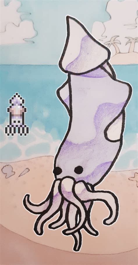 Drawing all enemies anyways Day 72 - Squid : Terraria