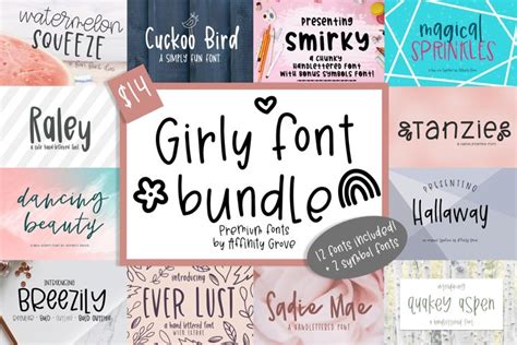 Girly Font Bundle - 12 Adorable Girly Fonts! (847272) | Handwritten ...