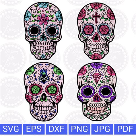 Sugar Skull Svg Day of the Dead Skull Svg Mexican Skull Svg - Etsy