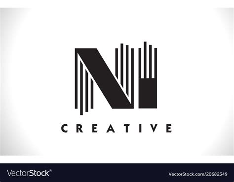 Ni logo letter with black lines design line Vector Image