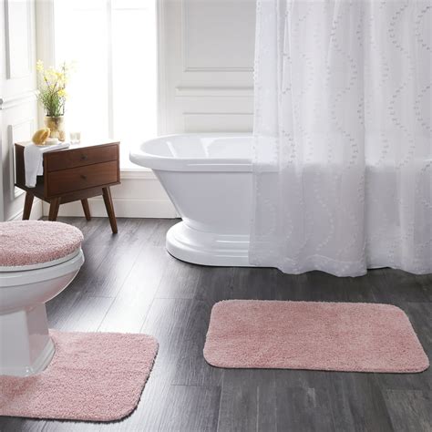 Mainstays Basic 3 Piece Bath Rug Set, Daylily Pink, 19.5" x 32", Contour, & Lid Cover - Walmart ...