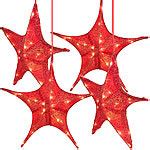Britesta Sterne: 4er-Set faltbare Weihnachtssterne zum Aufhängen, rot glitzernd, Ø 40cm ...