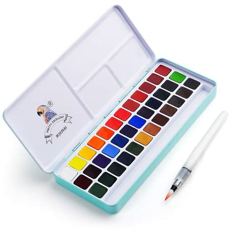 Meiliang 36 Colors Solid Water Color Paint Set Metal Iron Box ...