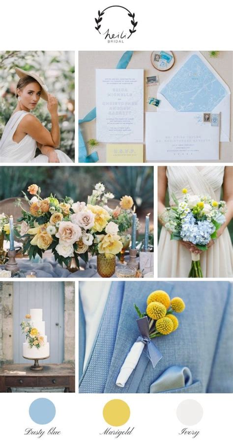 Dusty Blue and Yellow Wedding Inspiration - Heili Bridal | Yellow wedding inspiration, Yellow ...