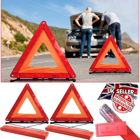 2x Car Warning Triangle Emergency Road Sign Breakdown Fordable ...