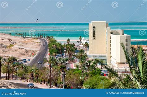 Hotels Dead Sea. editorial image. Image of building, trees - 77053550