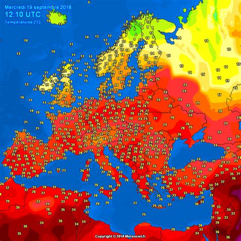 Temperatures in Europe today (19th September) : europe