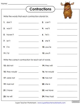 Contraction Worksheets - Teaching Contractions