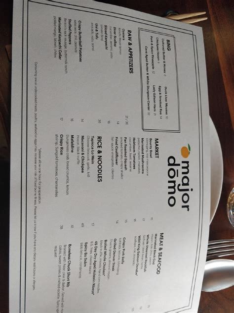 Menu at Majordomo restaurant, Los Angeles