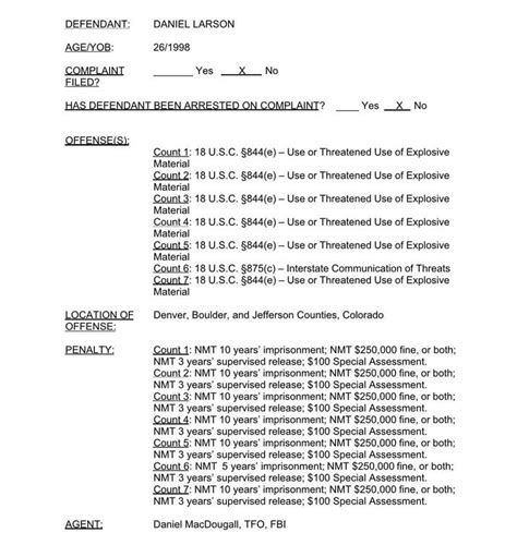 Daniel Larson Federal Charges (7 Counts) | Daniel Larson's Federal ...