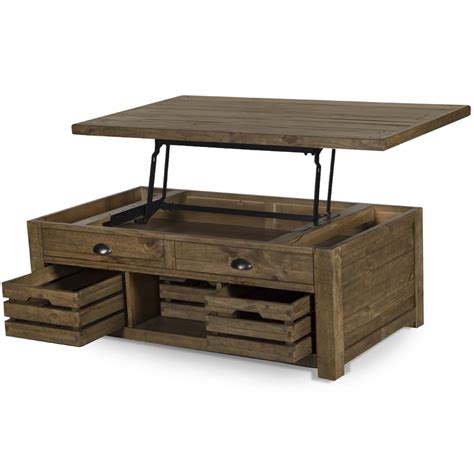 Magnussen Stratton Rustic Lift Top Storage Coffee Table with Casters | Cymax Business