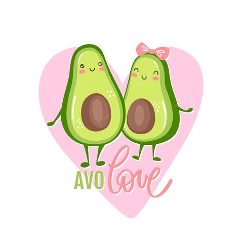 Premium Vector | Cute avocado couple in love. Two halves hugging, heart ...