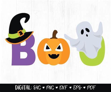 Boo Halloween SVG Clipart Cute Halloween Graphics Witch | Etsy