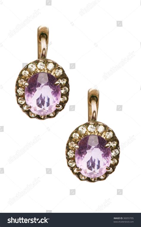 Pair Of Earrings Isolated On The White Background Stock Photo 30055705 : Shutterstock