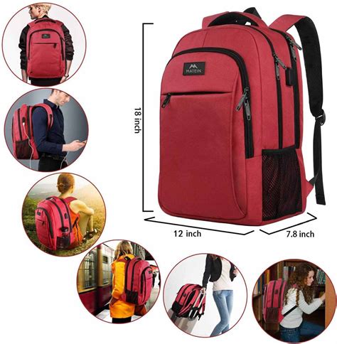 Matein Mlassic Travel Laptop Backpack w/ USB Charging Port Fits 15.6" Laptop