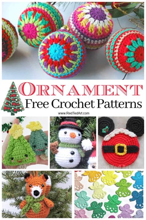 Free Crochet Christmas Ornaments - Red Ted Art - Kids Crafts