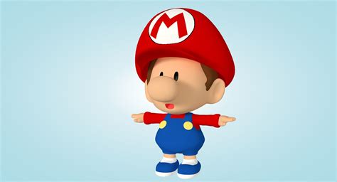 3d 3ds baby mario bros cartoon character