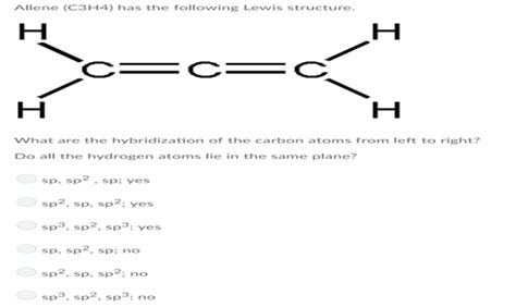 (Solved) - Allene (C3H4) has the following Lewis structure.. Allene ...