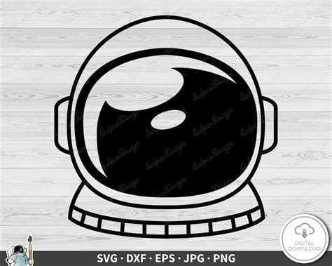 Astronaut Space Helmet SVG Clip Art Cut File Silhouette Dxf Eps Png Jpg ...