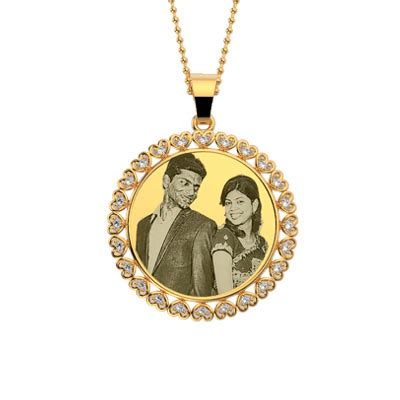 Personalized Photo Engraved Gold Pendant