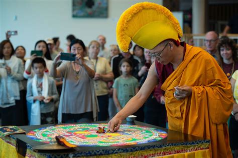 Tibetan Buddhist monks complete intricate sand mandala then seep it away during Clark College ...