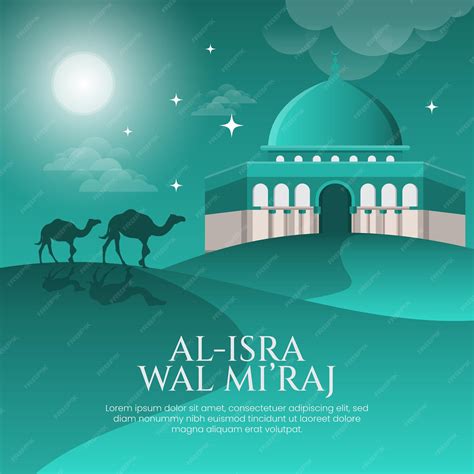 Premium Vector | Isra miraj the night journey of prophet muhammad