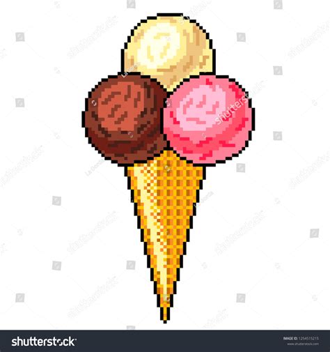 Pixel Art Ice Cream Cone Detailed: เวกเตอร์สต็อก (ปลอดค่าลิขสิทธิ์ ...