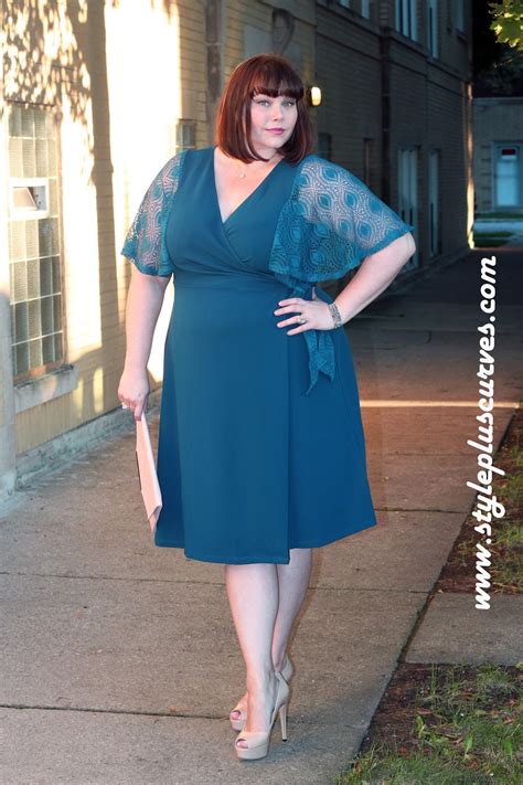 Plus Size Wrap Dress in Peacock Blue from Kiyonna | Style Plus Curves