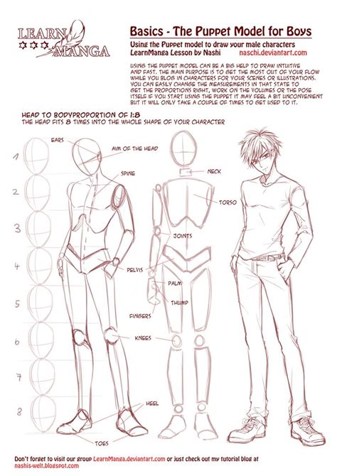 Learn Manga Basics: The Male Puppet by Naschi on deviantART | Poses references, Tutoriais de ...