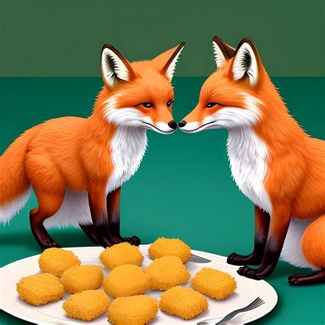 Foxes eating chicken nuggets - Arthub.ai