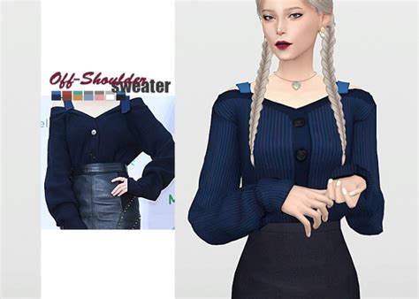 Off-Shoulder Sweater at Waekey » Sims 4 Updates