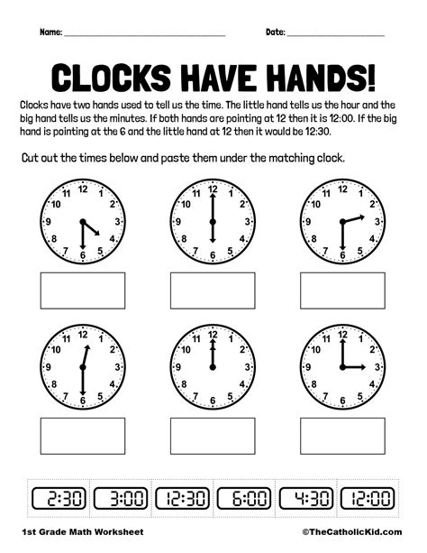 Clocks & Time Worksheet - TheCatholicKid.com