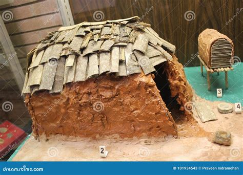 A Diorama of Mississippian Culture House Displayed at Etowah Indian Mounds Museum Editorial ...