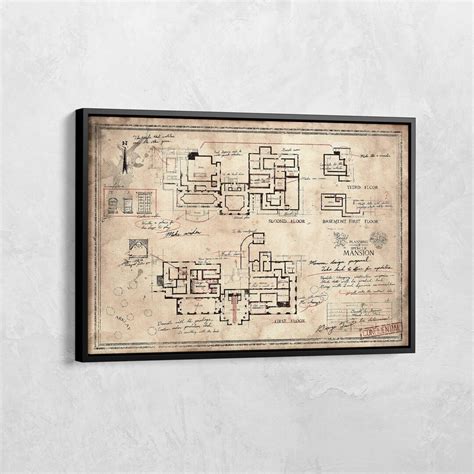 Resident Evil Poster, the Spencer Mansion Plan Print, Gamer Wall Art ...