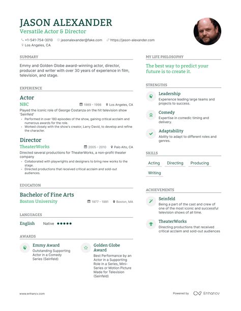 Jason Alexander’s Resume Example - ChatGPT Famous Resumes