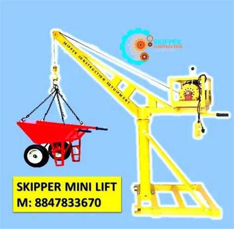 Yellow Electric SKIPPER Mini Crane For Construction material lifting ...