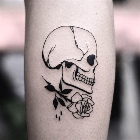 Black skull and rose tattoo by tattooist Eddison | Skull rose tattoos ...