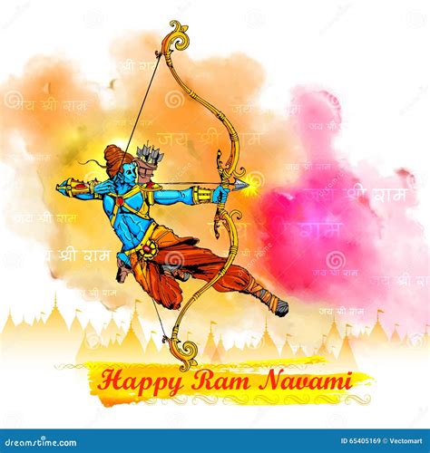 Lord Rama with Bow Arrow in Ram Navami Stock Vector - Illustration of ...