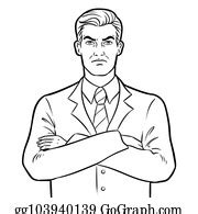 5 Angry Serious Boss Businessman Coloring Vector Clip Art | Royalty ...