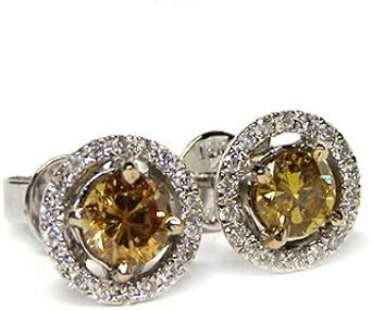 Amazon.com: 0.40ct Cognac Diamond Stud Earrings 14k Gold: Clothing