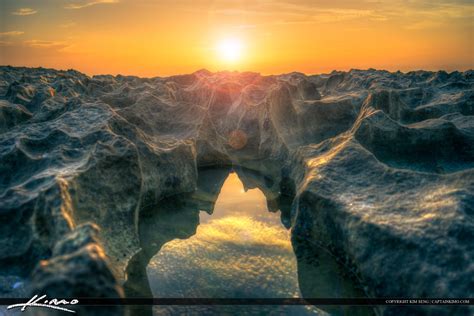 Sunrise Over Coral Rocks at Beach | HDR Photography by Captain Kimo