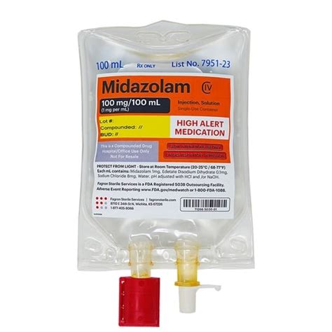 midazolam Injection, 1mg/mL (100mg/100mL), in a 100mL Bag