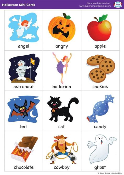 42 flashcards de halloween | Flashcards, Ensino infantil, Atividades de ingles