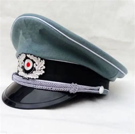 WW2 WWII GERMAN WH M36 OFFICER WOOL CRUSHER HAT MILITARY VISOR CAP SIZE ...