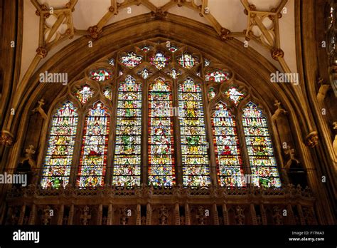 The East window, or Jesse stained glass window, Wells cathedral, Wells ...