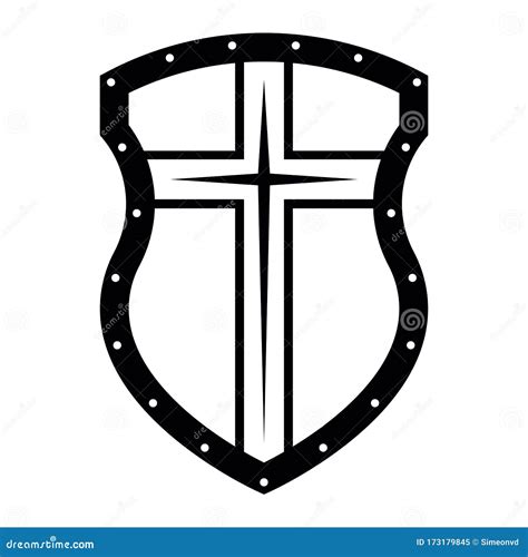 Christian Cross and Shield of Faith. Church Logo. Religious Symbol ...