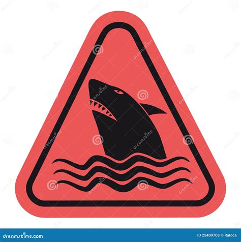 Danger shark sign stock vector. Image of waves, beach - 25409708